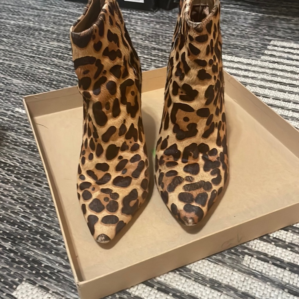 Leopard pattern booties by Joie